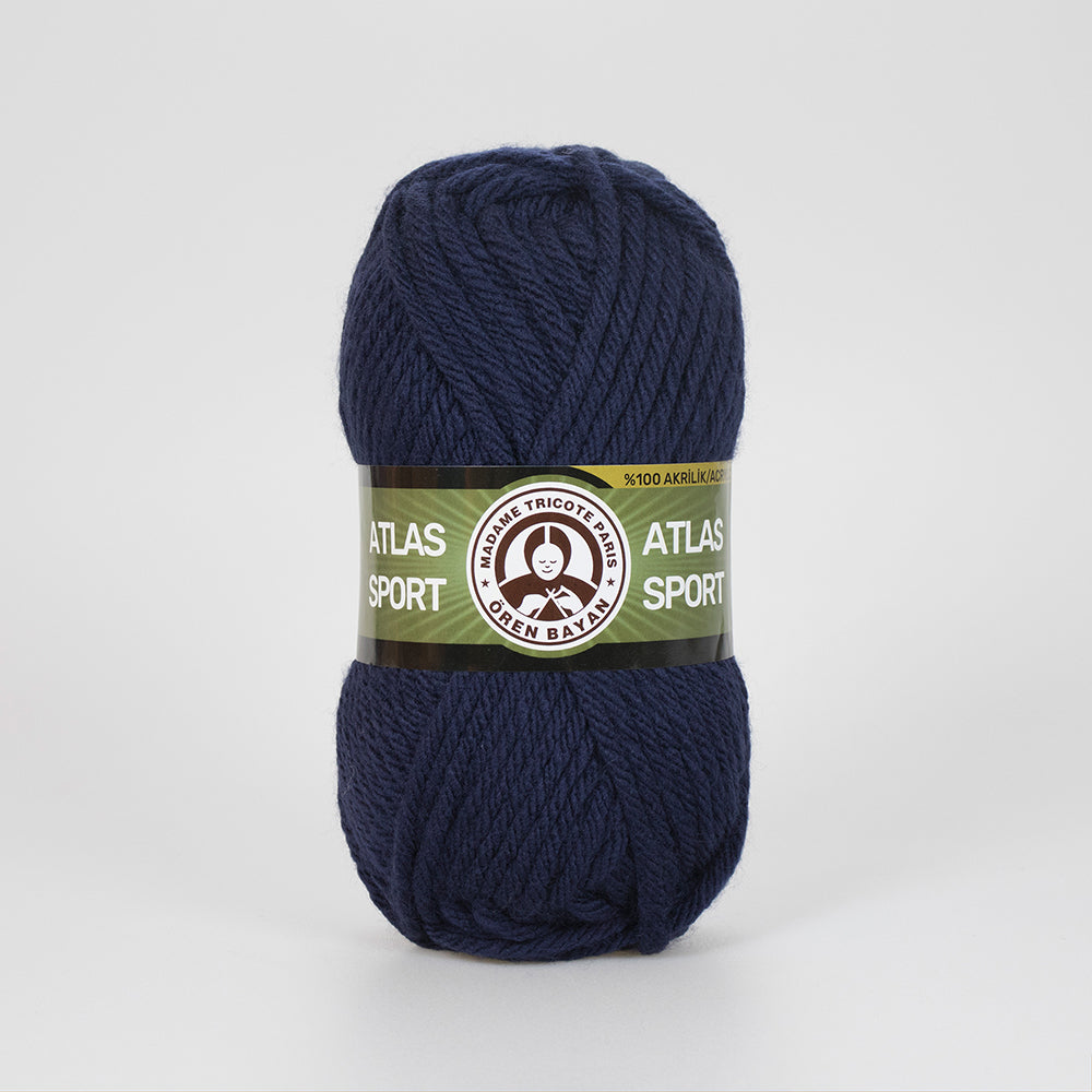 Atlas Sport Hand Knitting Yarn Dark Blue - Kristal Wool