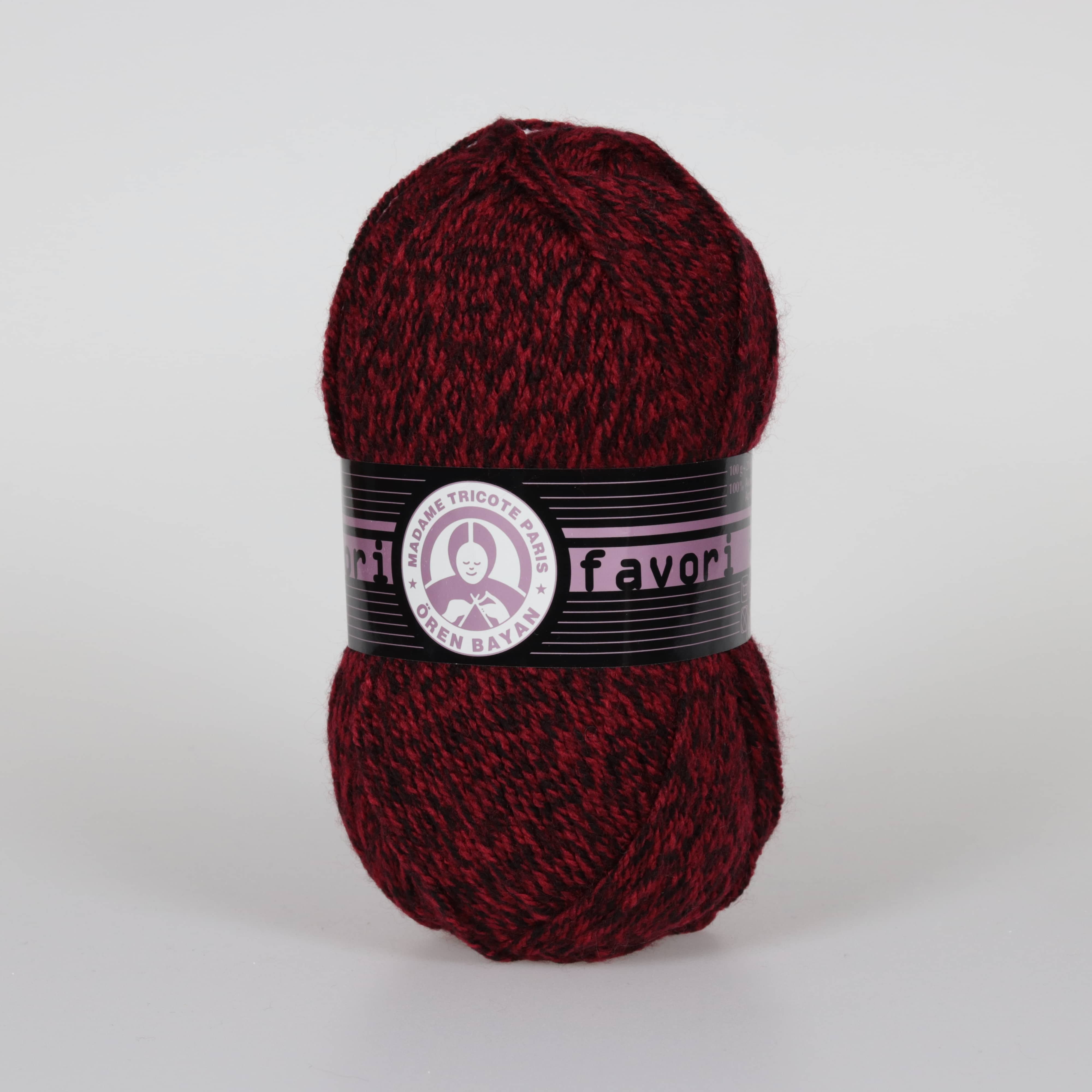 Favori Hand Knitting Yarn Soft Black-Red - Kristal Wool